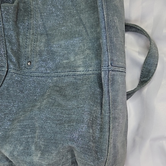 B MAKOWSKY BLUE WITH SILVER SHIMMER HANDBAG PURSE - Picture 9 of 11